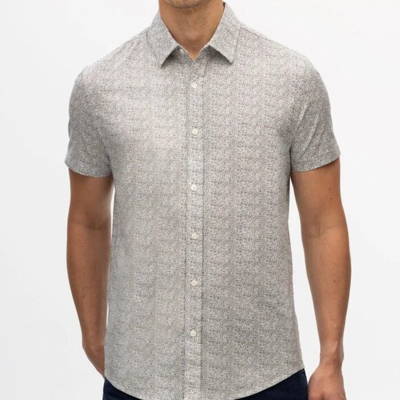 Julian & Mark White Abstract Printed Stretch Short Sleeve Shirt - Picture 1 of 2